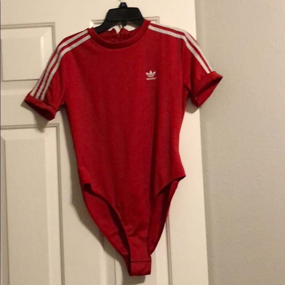 Red Adidas bodysuit